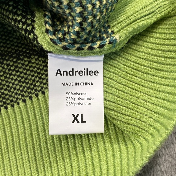 Andreilee Neon Green Dinosaur Knit Sweater XL Aelfric Eden Christmas Gift - Picture 7 of 12